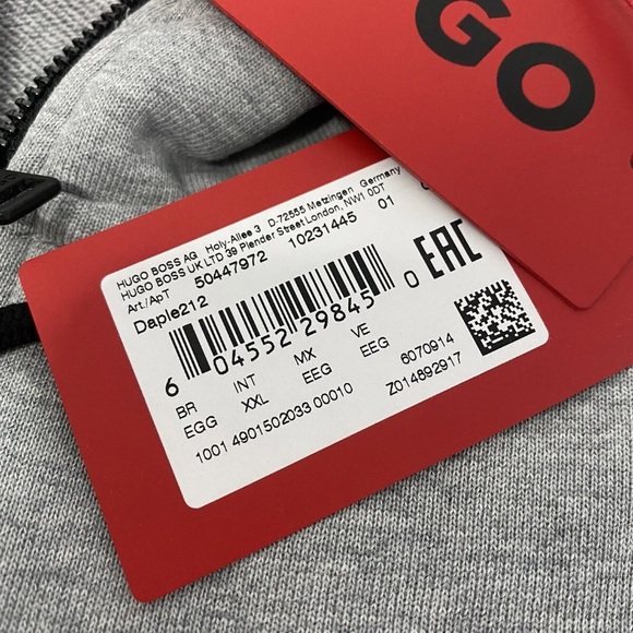 Hugo Men's Gray Zip-Up Hoodie size XXL - Picture 4 of 6